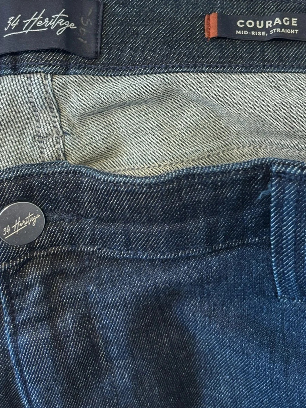 34 Heritage Men's “Courage” MidRise Straight Jeans in Dark Blue Denim 40x32
